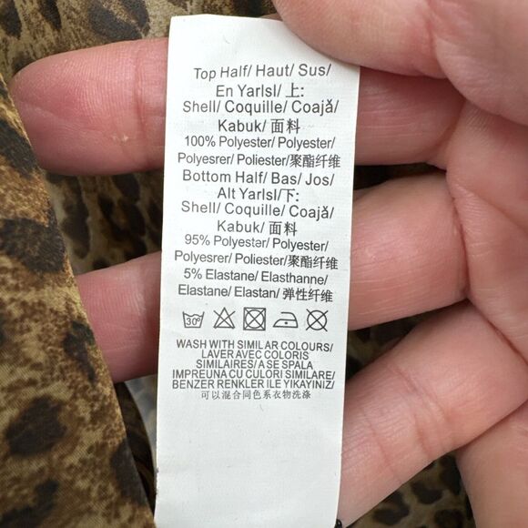 Missguided Leopard Print Bodysuit Thong Long Sleeve Open Back Women's Size 10 - Picture 8 of 9